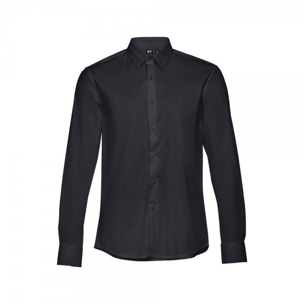 THC PARIS. Camicia da uomo in popeline a maniche lunghe - Nero