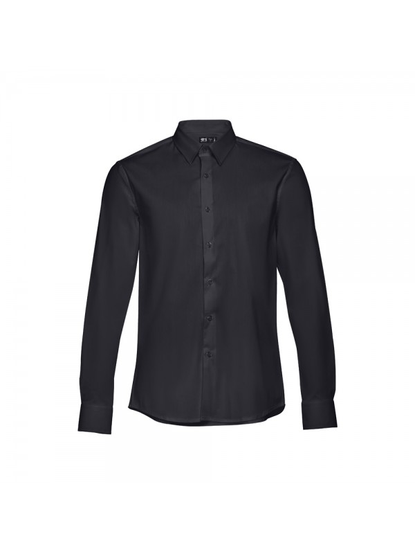THC PARIS. Camicia da uomo in popeline a maniche lunghe - Nero THC PARIS. Camicia da uomo in popeline a maniche lunghe - Nero