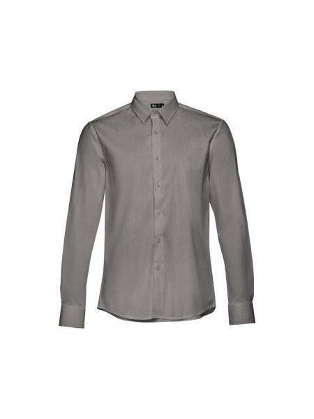 THC PARIS. Camicia da uomo in popeline a maniche lunghe - Grigio THC PARIS. Camicia da uomo in popeline a maniche lunghe - Grigio