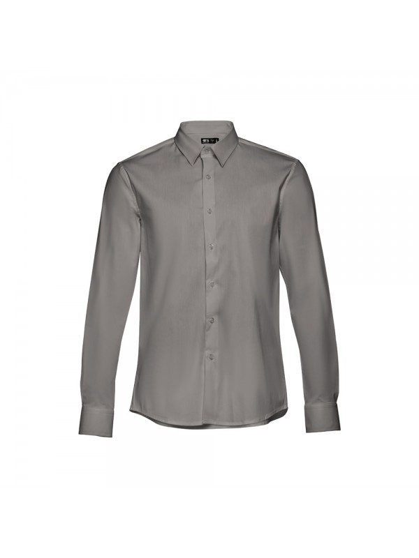 THC PARIS. Camicia da uomo in popeline a maniche lunghe - Grigio THC PARIS. Camicia da uomo in popeline a maniche lunghe - Grigio