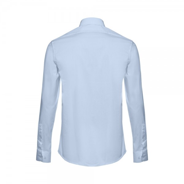 THC PARIS. Camicia da uomo in popeline a maniche lunghe - Azzurro