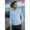 THC PARIS. Camicia da uomo in popeline a maniche lunghe - Azzurro