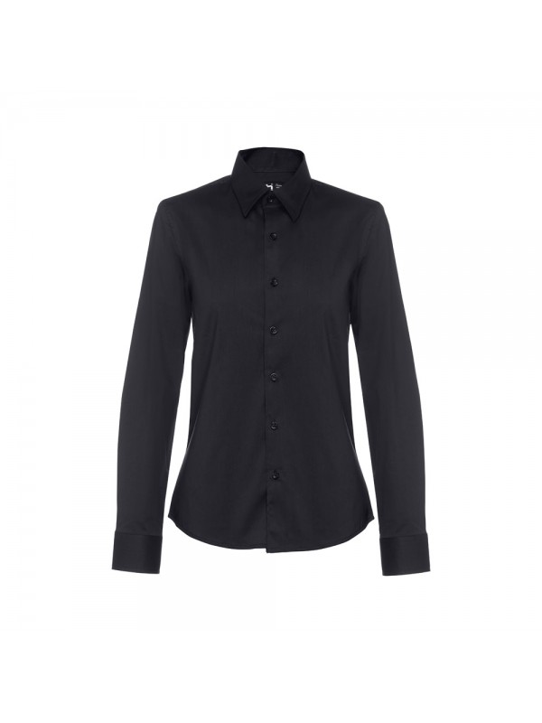 THC PARIS WOMEN. Camicia in popeline a maniche lunghe da donna - Nero THC PARIS WOMEN. Camicia in popeline a maniche lunghe da donna - Nero