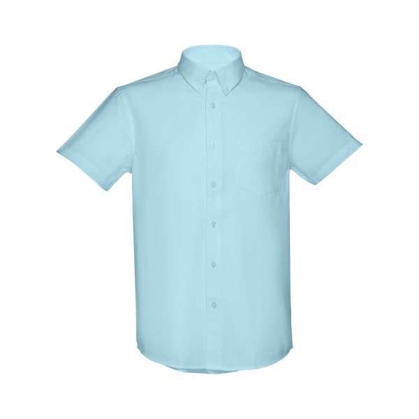 THC LONDON. Camicia oxford da uomo a maniche corte - Azzurro