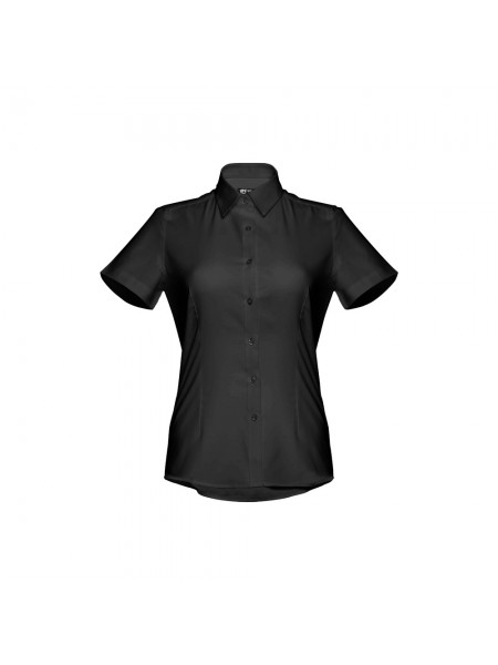 THC LONDON WOMEN. Camicia oxford da donna a maniche corte - Nero THC LONDON WOMEN. Camicia oxford da donna a maniche corte - Nero