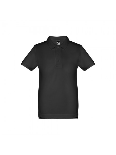 THC ADAM KIDS. Polo in cotone a maniche corte per bambini (unisex) - Nero THC ADAM KIDS. Polo in cotone a maniche corte per bambini (unisex) - Nero