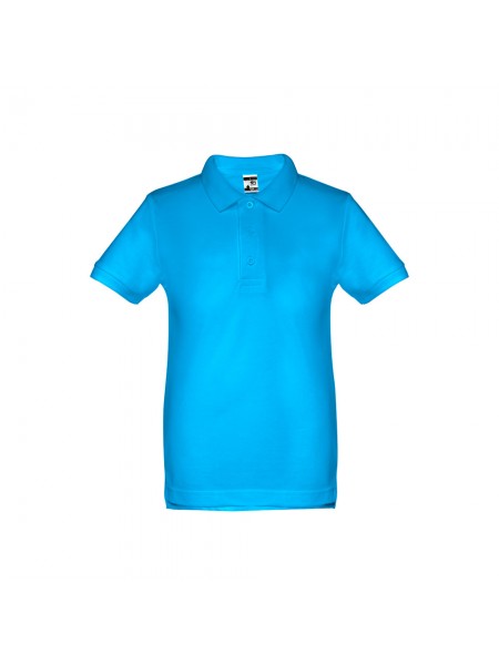 THC ADAM KIDS. Polo in cotone a maniche corte per bambini (unisex) - Azzurro mare THC ADAM KIDS. Polo in cotone a maniche corte per bambini (unisex) - Azzurro mare