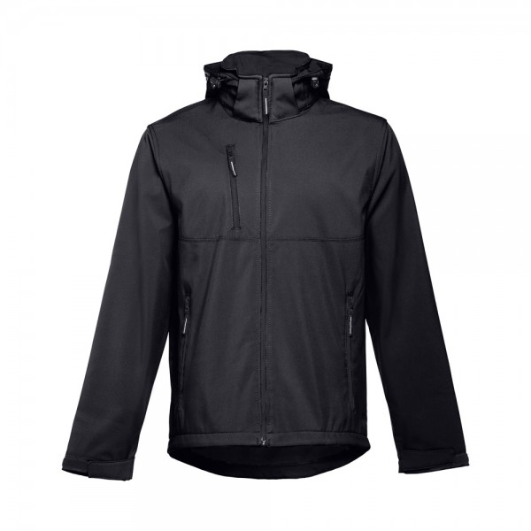 THC ZAGREB. Giacca softshell da uomo in poliestere ed elastan - Nero