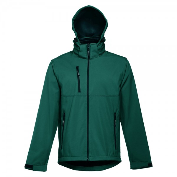 THC ZAGREB. Giacca softshell da uomo in poliestere ed elastan - Verde scuro