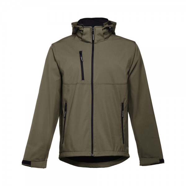 THC ZAGREB. Giacca softshell da uomo in poliestere ed elastan - Verde militare