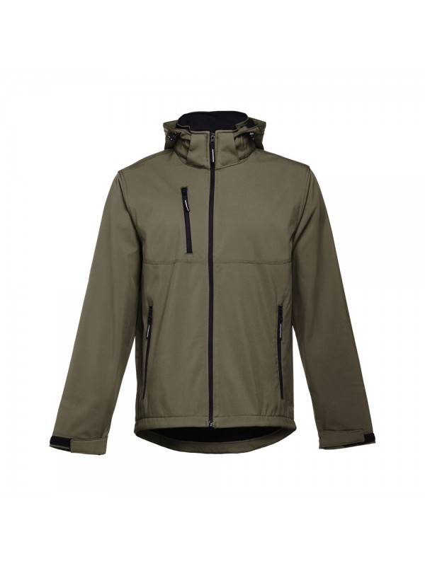 THC ZAGREB. Giacca softshell da uomo in poliestere ed elastan - Verde militare