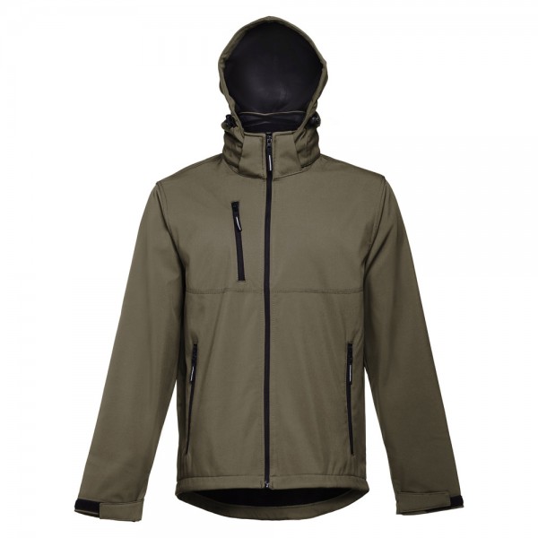 THC ZAGREB. Giacca softshell da uomo in poliestere ed elastan - Verde militare