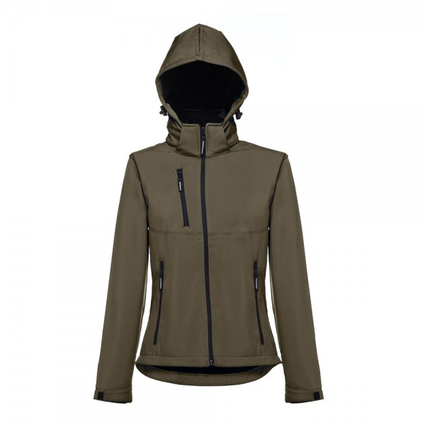THC ZAGREB WOMEN. Giacca softshell da donna sfiancata - Verde militare