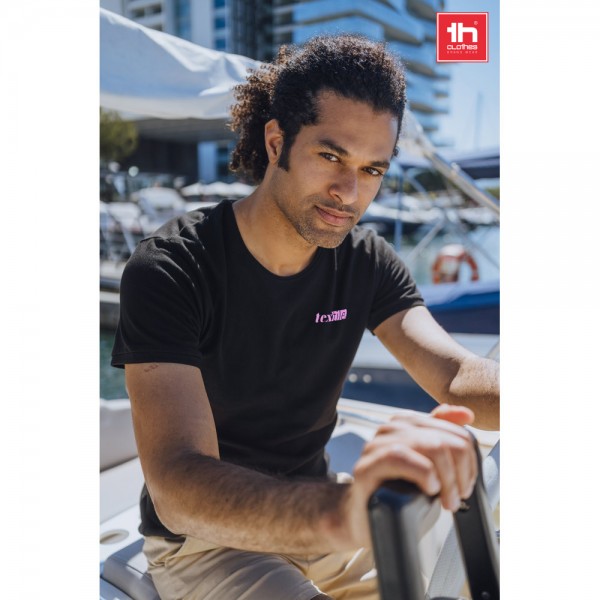 THC SAN MARINO. T-shirt da uomo a maniche corte in cotone piqué - Grigio chiaro mélange
