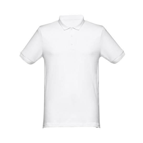 THC MONACO WH. Polo da uomo a maniche corte in cotone cardato - Bianco