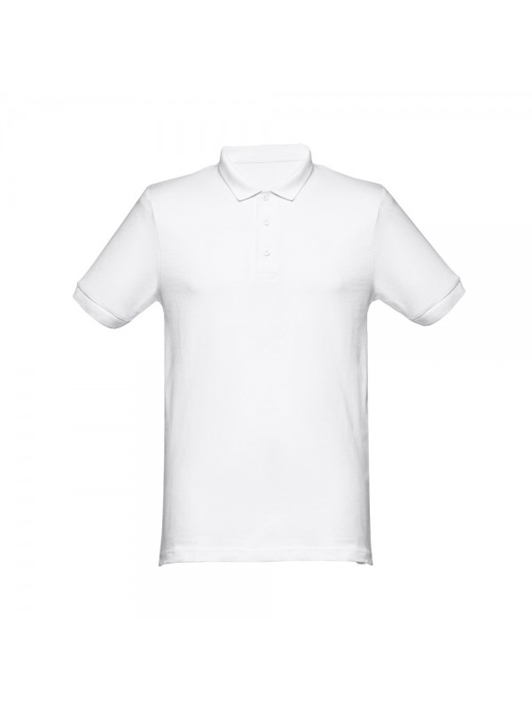 THC MONACO WH. Polo da uomo a maniche corte in cotone cardato - Bianco THC MONACO WH. Polo da uomo a maniche corte in cotone cardato - Bianco