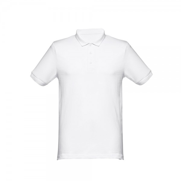 THC MONACO WH. Polo da uomo a maniche corte in cotone cardato - Bianco