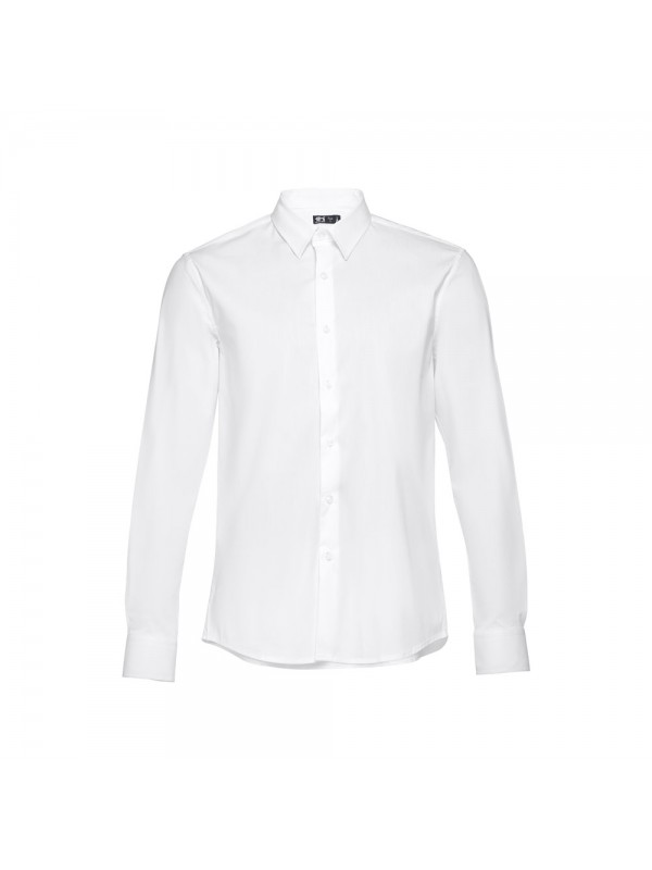 THC PARIS WH. Camicia da uomo in popeline a maniche lunghe. colore bianco - Bianco THC PARIS WH. Camicia da uomo in popeline a maniche lunghe. colore bianco - Bianco