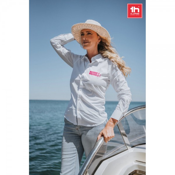 THC PARIS WOMEN WH. Camicia in popeline a maniche lunghe da donna. colore bianco - Bianco