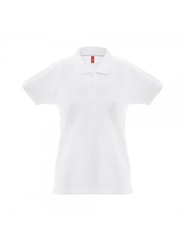 THC MONACO WOMEN WH. Polo da donna a maniche corte in cotone piqué - Bianco THC MONACO WOMEN WH. Polo da donna a maniche corte in cotone piqué - Bianco