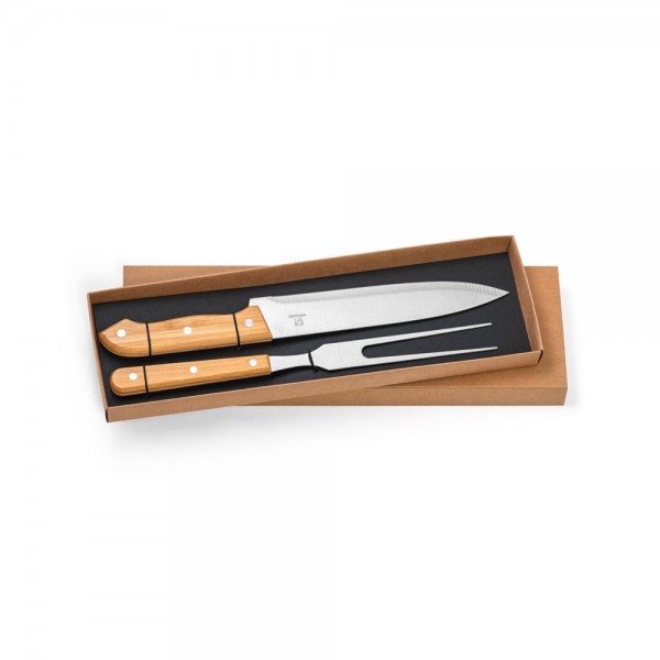 SALSA. Set per barbecue composto da 2 utensili in bambú e acciaio inossidabile