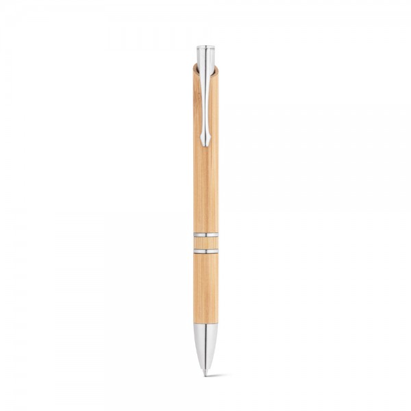 BETA BAMBOO. Penna a sfera in bambù con clip e dettagli in metallo