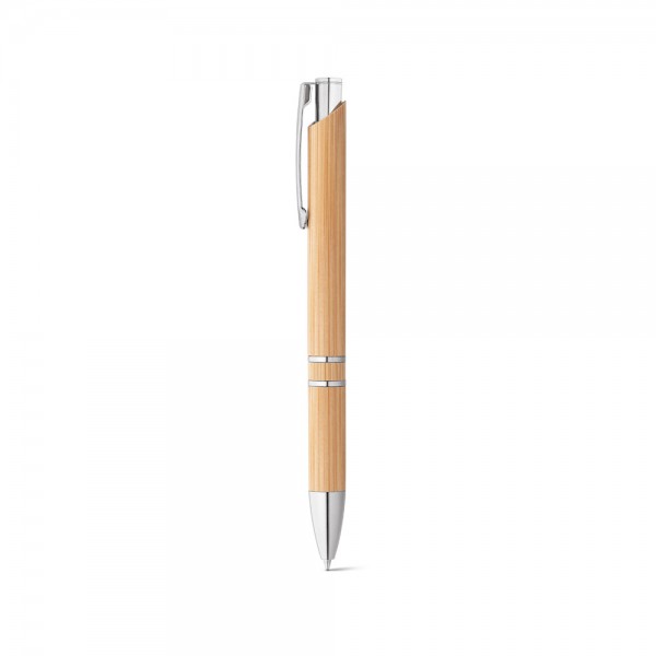 BETA BAMBOO. Penna a sfera in bambù con clip e dettagli in metallo
