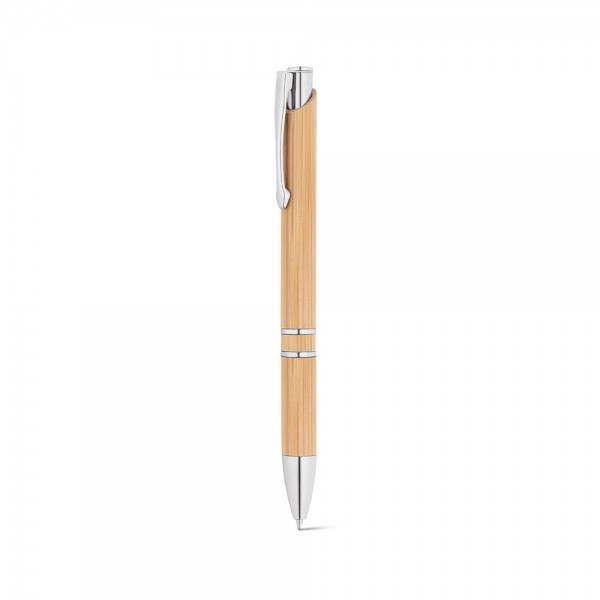 BETA BAMBOO. Penna a sfera in bambù con clip e dettagli in metallo