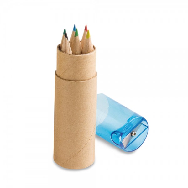 ROLS. Set di 6 matite colorate con temperino in confezione cilindrica