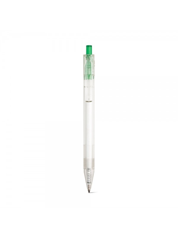 HARLAN. Penna a sfera in rPET con pulsante scatto colorato