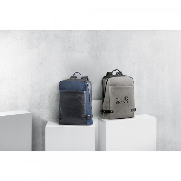 DIVERGENT BACKPACK I. Zaino porta PC fino a 15'6'' in denim e PU - Blu scuro