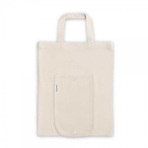BEIRUT. Borsa pieghevole in cotone (50%), cotone riciclato (30%) e poliestere (20% rPET) (140 g/m²)