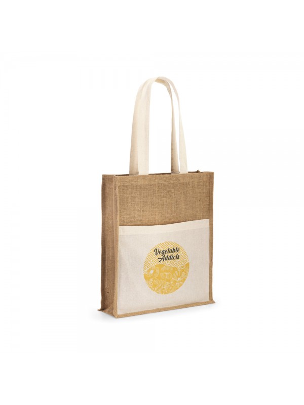 BRAGA. Borsa in juta (240 g/m²) con tasca in 100% cotone (140 gm²) BRAGA. Borsa in juta (240 g/m²) con tasca in 100% cotone (140 gm²)