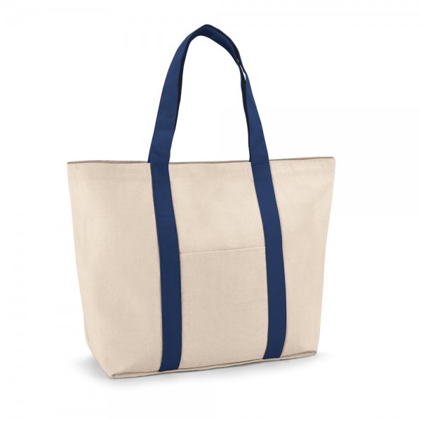 VILLE. Borsa 100% in tela di cotone con tasca interna e frontale (280 g/m²)