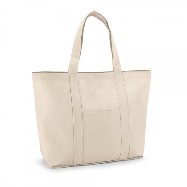 VILLE. Borsa 100% in tela di cotone con tasca interna e frontale (280 g/m²)