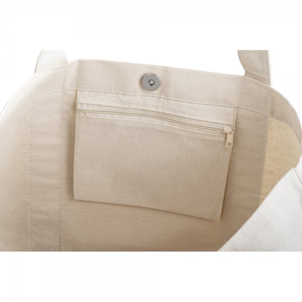 VILLE. Borsa 100% in tela di cotone con tasca interna e frontale (280 g/m²)