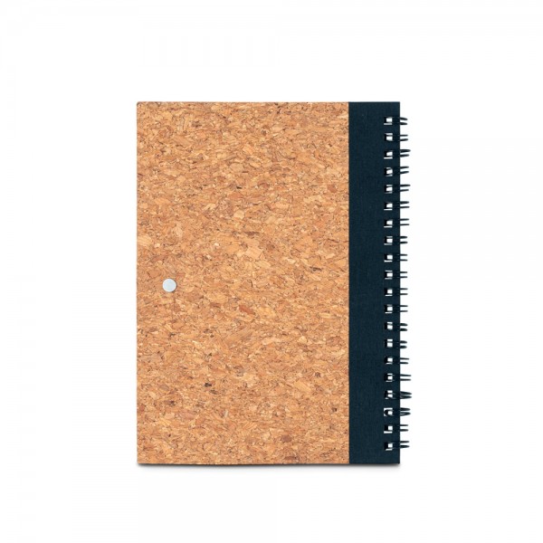 VICENTE. Block notes B6 con penna a sfera in sughero e poliestere riciclato (100% rPET)