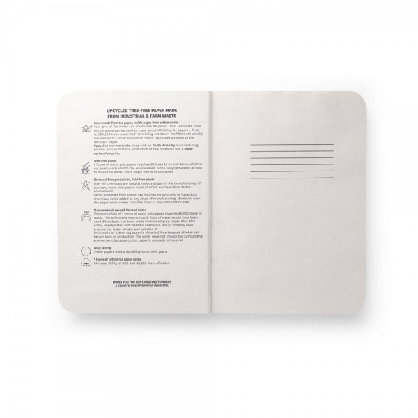 TEAPAD SEMI-RIGID. Block notes A5 con copertina rigida fabbricata tramite gli scarti della foglie di té (65%)