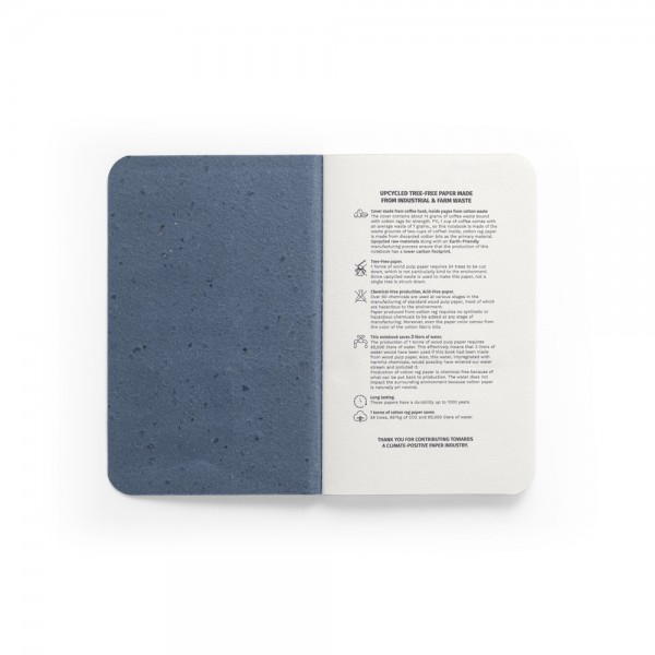 COFFEEPAD SOFT. Block notes A6 con copertina flessibile fabbricata tramite gli scarti della buccia del caffé (65%)