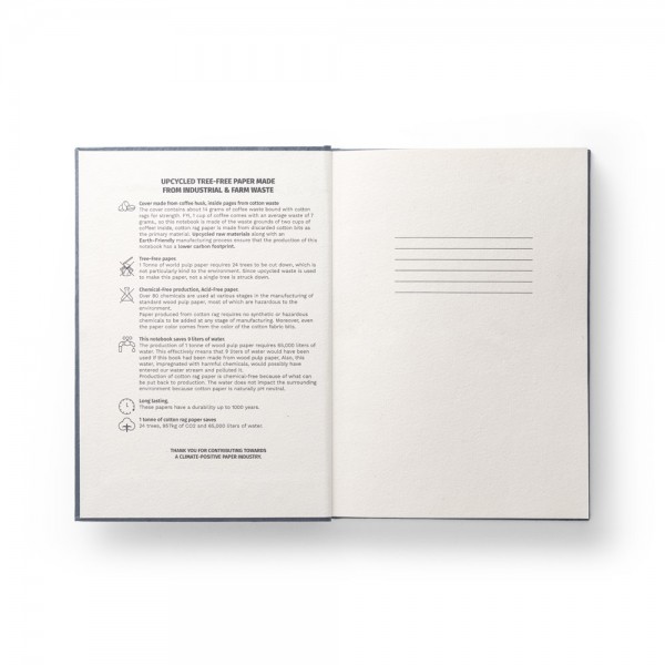 COFFEEPAD RIGID. Block notes A5 con copertina semirigida fatta con gli scarti della buccia di caffé (65%)