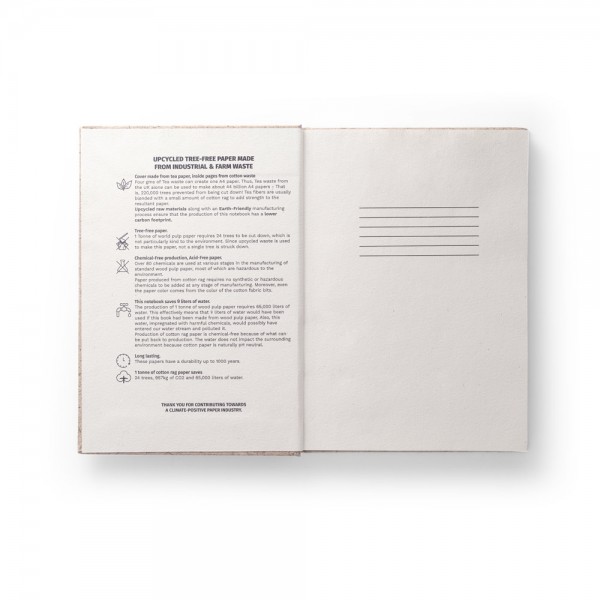 TEAPAD RIGID. Block notes A5 con copertina flessibile fabbricata tramite gli scarti delle foglie di tè (65%)