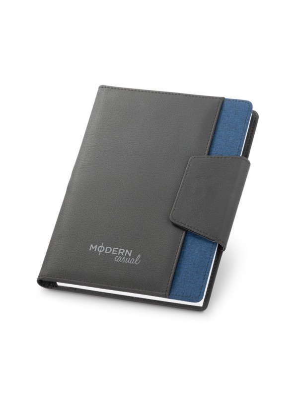 RUSSEL. Copertina in PU e tessuto in poliestere con block notes A5 con pagine semplici