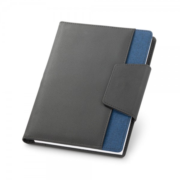 RUSSEL. Copertina in PU e tessuto in poliestere con block notes A5 con pagine semplici