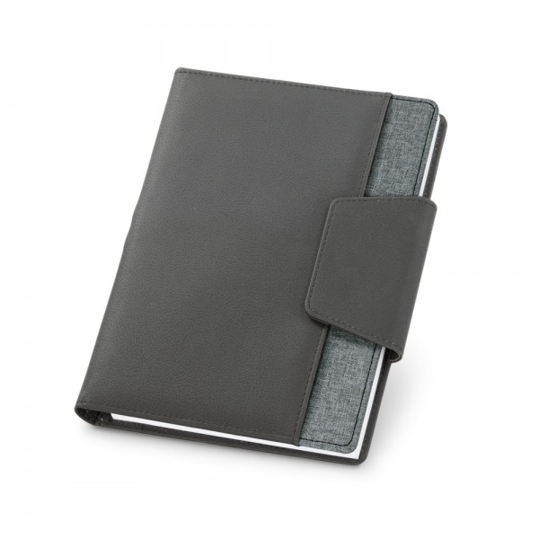 RUSSEL. Copertina in PU e tessuto in poliestere con block notes A5 con pagine semplici