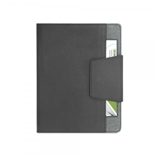 RUSSEL. Copertina in PU e tessuto in poliestere con block notes A5 con pagine semplici