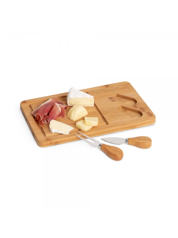 WOODS. Tagliere per formaggi in bambù con due utensili in acciaio inossidabile WOODS. Tagliere per formaggi in bambù con due utensili in acciaio inossidabile