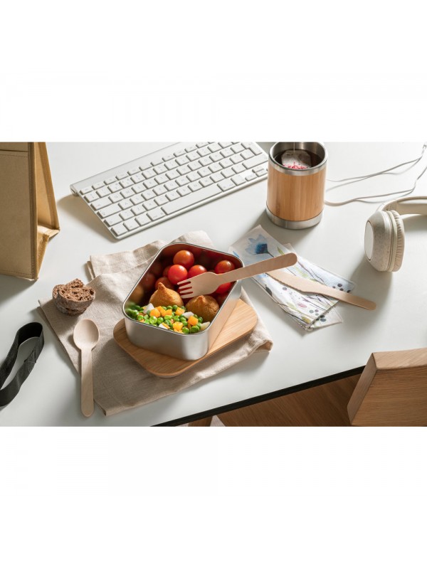 SHINO. Scatola ermetica in acciaio inossidabile, con coperchio in bambù 800 mL SHINO. Scatola ermetica in acciaio inossidabile, con coperchio in bambù 800 mL
