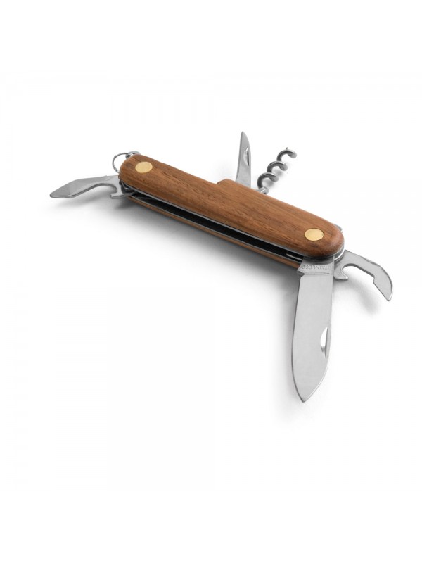 BELPIANO. Coltello tascabile multifunzione in acciaio inox e legno BELPIANO. Coltello tascabile multifunzione in acciaio inox e legno