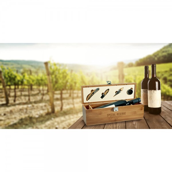 SYRAH. Set da vino in bambù, zinco e acciaio inox