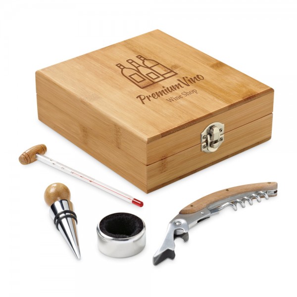 CABERNET. Set da vino in bambù, zinco e acciaio inox